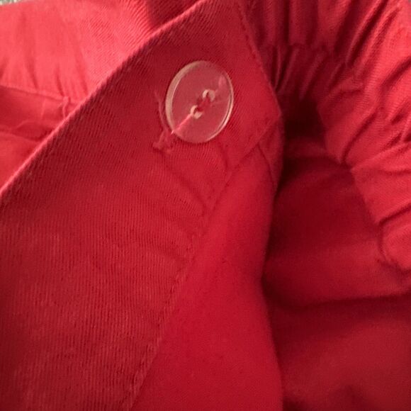 Red Wrap Skirt Vintage Midi Skirts Women's Stretchy Elastic Button Size 12 - Picture 11 of 12